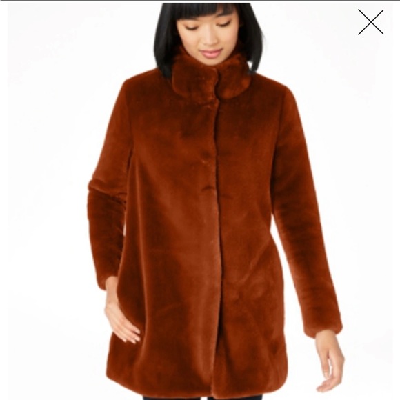 Faux Fur Coat in Tobacco color - Picture 3 of 3